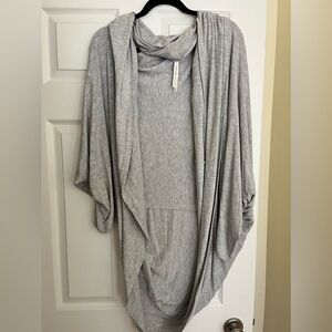 Long Gray Draped Cardigan